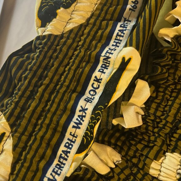 Off the Shoulder Dress Hand Made with African Block Print Fabric - Black Birds - Picture 15 of 15